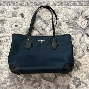 Michael Kors Eva Small Top Zip Tote in Navy Nylon.